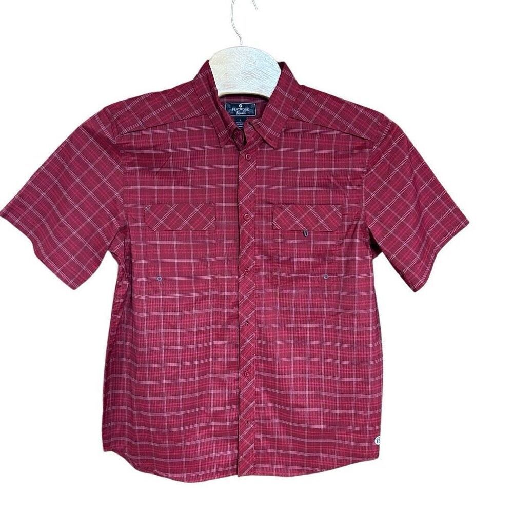 Flatwoods Threads Large (L) NWT Red Plaid Short Sleeve Shirt Mens